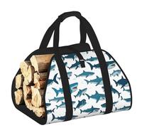 DUWAA Borsa portaoggetti con motivo squalo con vari gesti stampati, accessori per bruciatori di legna, borsa per attrezzi resistente per interni ed esterni