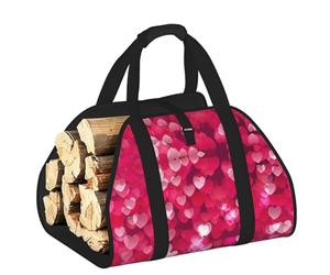 DUWAA Borsa portaoggetti con stampa a forma di cuore per San Valentino, accessori per bruciatori di legna, borsa per attrezzi resistente per interni ed esterni