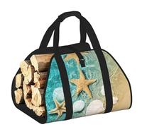 DUWAA Borsa portaoggetti con stampa a forma di stella marina e spiaggia, accessori per bruciatori di legna, borsa per attrezzi resistente per interni ed esterni