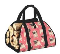DUWAA Borsa portaoggetti con stampa di cane carlino per bruciatori di legna Borsa per attrezzi resistente per interni ed esterni per caminetto