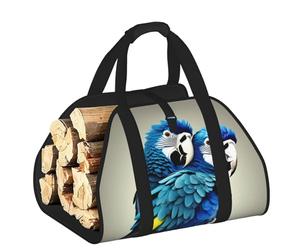 DUWAA Borsa portaoggetti con stampa di pappagallo blu che abbraccia accessori per bruciatori di legna borsa per attrezzi resistente per interni ed esterni per caminetti