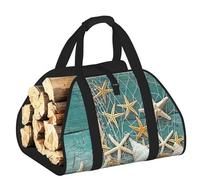 DUWAA Borsa portaoggetti con stampa di stelle marine e conchiglie sulla spiaggia, accessori per bruciatori di legna, borsa per attrezzi resistente per interni ed esterni