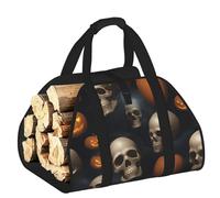 DUWAA Borsa portaoggetti con stampa di teschio di Halloween, accessori per bruciatori di legna, borsa per attrezzi resistente per interni ed esterni
