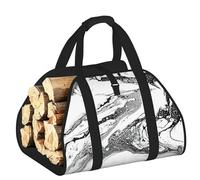 DUWAA Borsa portaoggetti con stampa in marmo bianco e nero, accessori per bruciatori di legna, borsa per attrezzi resistente per interni ed esterni