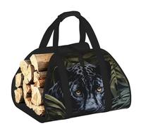 DUWAA Borsa portaoggetti con stampa leopardata nera, accessori per bruciatori di legna, borsa per attrezzi resistente per interni ed esterni