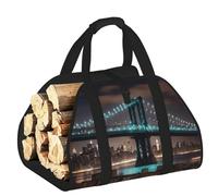DUWAA Borsa portaoggetti con stampa notturna di New York Manhattan Bridge, accessori per bruciatori di legna, borsa per attrezzi resistente per interni ed esterni