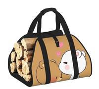 DUWAA Borsa portaoggetti con stampa orso bianco e orso marrone, accessori per bruciatori di legna borsa per attrezzi resistente per interni ed esterni per camini