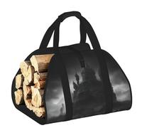 DUWAA Borsa portaoggetti con teschi bianchi e neri con stampa di 1 borsa per bruciatori di legna, borsa per attrezzi resistente per interni ed esterni