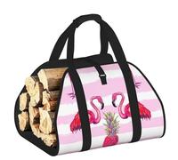 DUWAA Borsa portaoggetti estiva con stampa di fenicottero tropicale e ananas, accessori per bruciatori di legna, borsa per attrezzi resistente per interni ed esterni