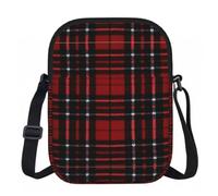 DUWAA Borsa regolabile dell'imbracatura di Oxford della cinghia della stampa rossa e nera del plaid della piccola borsa resistente all'acqua per il viaggio