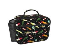 DUWAA Borsa termica per il pranzo con stampa di esche da pesca, per donne e uomini, da campeggio, per lavoro, campeggio