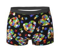 DUWAA Boxer da uomo con stampa a forma di cuore per la consapevolezza dell'autismo, biancheria intima traspirante traspirante per l'uso quotidiano, Nero , XXL