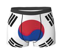 DUWAA Boxer da uomo con stampa bandiera della Repubblica della Corea, biancheria intima traspirante traspirante per l'uso quotidiano degli uomini, Nero , L
