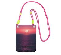 DUWAA Bright Moon At Sea Hippie Print Crossbody Bag per le donne, borsa a tracolla, borsa da viaggio, mini borsa per telefono, portafoglio per telefono, Fucusia, Taglia unica