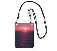DUWAA Bright Moon At Sea Hippie Print Crossbody Bag per le donne, borsa a tracolla, borsa da viaggio, mini borsa per telefono, portafoglio per telefono, nero, Taglia unica