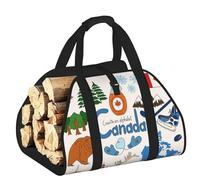 DUWAA Canada Simboli e Icone Stampa Cesti di Legno con Maniglia Grande Log Store per Camino Resistente all'usura Picnic Borse Log Basket