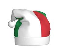 DUWAA Cappelli di Natale con stampa bandiera dell'Italia per adulti, cappello di Babbo Natale, unisex, cappello di Natale comodo per festa di Capodanno