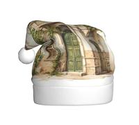 DUWAA Cappelli di Natale per adulti, cappello da Babbo Natale unisex, cappello di Natale con stampa greca e ramo d'ulivo romano antico