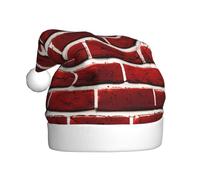 DUWAA Cappelli di Natale per adulti, unisex, con stampa di pietre rosse mattoni, cappello di Babbo Natale, comodo cappello di Natale per festa di Capodanno