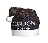 DUWAA Cappelli in morbido peluche con stampa mappa della città di Londra, Inghilterra, cappello da festa, Gorros De Navidad Adultos, per Capodanno