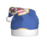 DUWAA Cappelli natalizi per adulti, con stampa bandiera del Minnesota, unisex, comodo cappello di Natale per feste di Capodanno