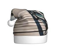 DUWAA Cappelli natalizi per adulti, unisex, con stampa di molo costiero, cappello di Babbo Natale per feste di Capodanno