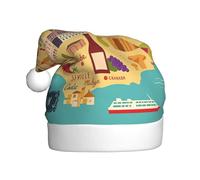 DUWAA Cappelli per feste di Natale, motivo: mappa della Spagna con icone Illustra stampata, cappello da festa, Gorros De Navidad Adultos, per Capodanno