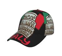 DUWAA Cappellini da baseball da uomo con stampa artistica della bandiera italiana, cappello da camionista regolabile, cappello a coda di cavallo da donna, berretto da baseball sportivo nero