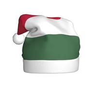 DUWAA Cappello da Babbo Natale con stampa bandiera dell'Ungheria, per adulti, cappello da festa di Natale con pompon, per feste di Natale e Capodanno