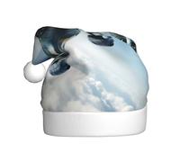 DUWAA Cappello da Babbo Natale in morbido peluche con stampa di aeromobili della seconda guerra mondiale con pompon, per Natale, Capodanno, festa