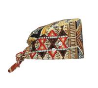 DUWAA Cappello da lavoro africano con stampa patchwork in tessuto africano, cappello da infermiera, berretto da lavoro con fascia per il sudore, regolabile, unisex, nero