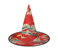 DUWAA Cappello da strega con bandiera cinese, cappello da strega, cappello da strega, per Halloween, da donna, adulto, costume da mago, accessorio per feste cosplay, 1 pezzo