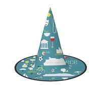 DUWAA Cappello da strega con simboli della cultura greca, cappello da strega, cappello da strega, cappello da strega, per donne e adulti, accessorio per cosplay, feste, 1 pezzo