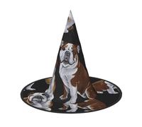 DUWAA Cappello da strega con stampa di bulldog inglesi, cappello da strega, per Halloween, da donna, adulto, costume da mago, accessorio per cosplay, feste, 1 pezzo