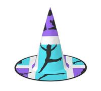 DUWAA Cappello da strega con stampa di giochi di ginnastica, cappello da strega, per Halloween, donne, adulti, costume da mago, accessorio per feste cosplay, 1 pezzo