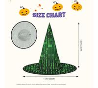 DUWAA Cappello da strega con stampa di Hacker Era, cappello da strega, per Halloween, da donna, adulto, per cosplay, feste, 1 pezzo