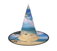 DUWAA Cappello da strega con stampa Hello Hawaii, cappello da mago, accessori per cosplay, feste in maschera, carnevale, 3 pezzi