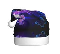DUWAA Cappello di Babbo Natale bianco con stampa a farfalla, per adulti, divertente cappello per feste di Natale, per feste di Capodanno
