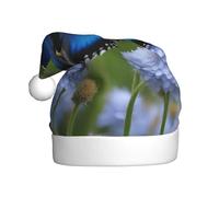 DUWAA Cappello di Babbo Natale con stampa a farfalla blu per adulti, divertente cappello per feste di Natale, per feste di Capodanno