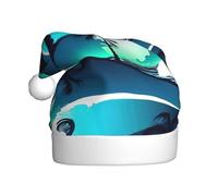 DUWAA Cappello di Babbo Natale con stampa a onde di skateboard con palme per adulti, divertente cappello per feste di Natale, per feste di Capodanno