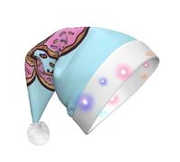 DUWAA Cappello di Babbo Natale della peluche della stampa della ciambella, cappelli divertenti di Natale per gli adulti accessori del partito di Capodanno di Natale