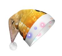DUWAA Cappello di Babbo Natale in peluche con stampa di note musicali per pianoforte, violino, divertente, per adulti, accessori per feste di Natale e Capodanno