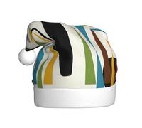 DUWAA Cappello di Natale con stampa di gatto di arte moderna della metà del secolo, divertente cappello di Babbo Natale in peluche, copricapo per feste di Capodanno