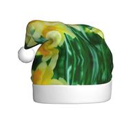 DUWAA Cappello di Natale con stampa floreale narciso per adulti, cappello da Babbo Natale, unisex, comodo cappello di Natale per feste di Capodanno
