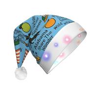 DUWAA Cappello di Natale illuminato con stampa simbolo degli Stati Uniti del quarto luglio, cappello di Babbo Natale illuminato con luce colorata a LED per adulti