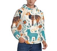 DUWAA Carino Floreale Animale Modello 1 Stampa Uomini Felpa Con Cappuccio, Manica Lunga Pullover Felpa Con Tasche, Per Casual Atletico, Nero , M