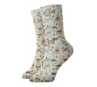 DUWAA Coffee And Sweets Sugar Chocolate Print Unisex Casual Mezze Calzini Calzini Traspiranti Comfort Crew Socks Morbidi Traspiranti Traspiranti Quotidiano