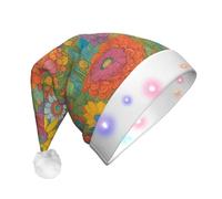 DUWAA Colore luminoso 1 Stampa Led Cappello di Babbo Natale della peluche, cappelli divertenti di Natale per gli adulti Accessori del partito di Capodanno di Natale