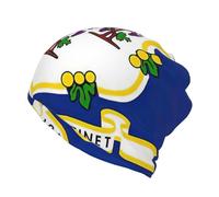 DUWAA Connecticut State Flag Print Slouchy Beanie per uomo e donna, morbido berretto da corsa alla moda berretto chemio cappello teschio, Nero , S