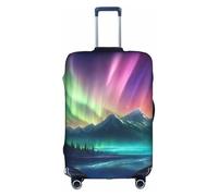 DUWAA Copertura elastica per valigie con stampa di luci del nord scure, adatta per valigie da 45-81 cm, accessori da viaggio, bianco, Large